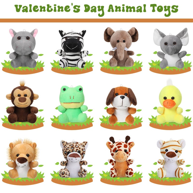 Skylety 12 Pieces Mini Stuffed Animals 4.8 Inch Cute Safari Plush Toys Elephant Lion Giraffe Tiger Puppy Zebra Duck for Jungle Animal Themed Parties Teacher Student Award Prizes - Image 4