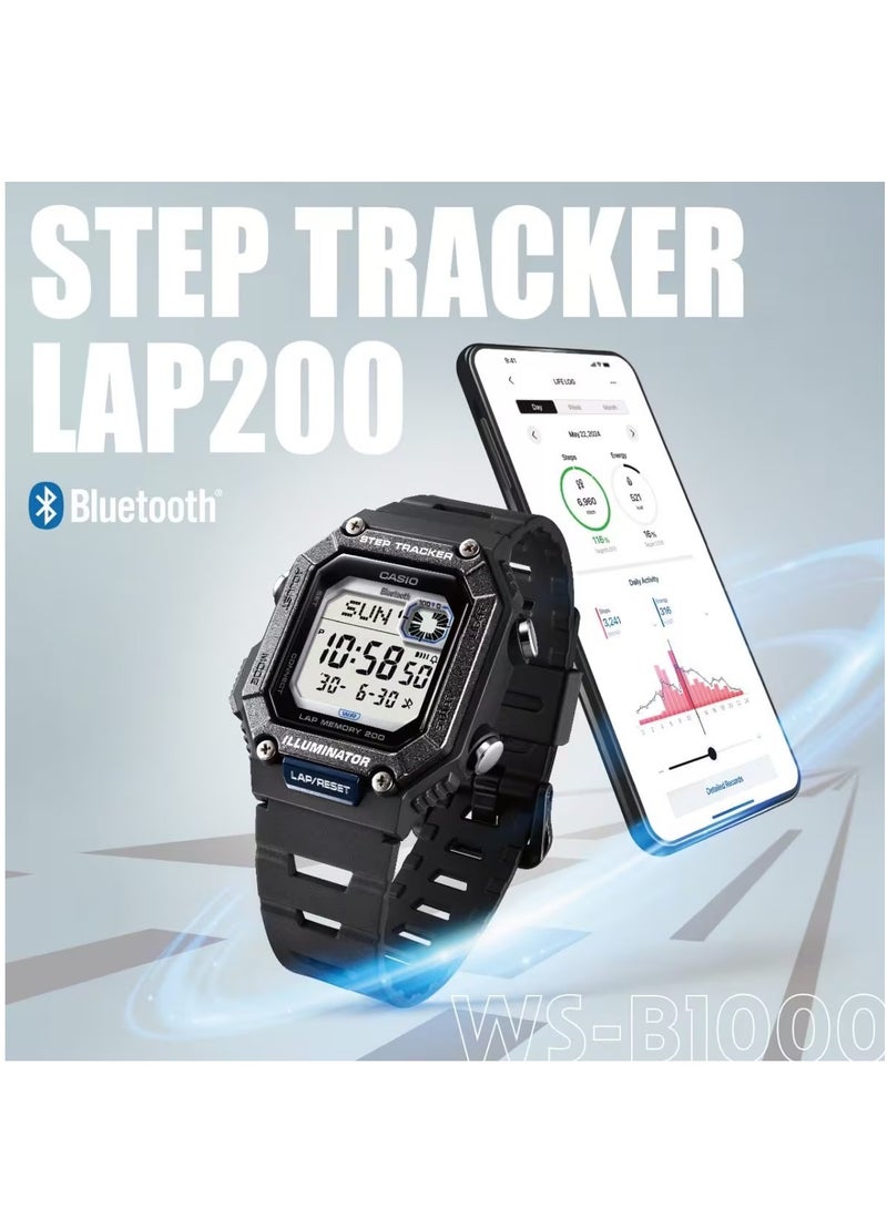 كاسيو ساعة رجالية رقمية قابلة للارتداء مع الهواتف الذكية - WS-B1000-1AVDF - Image 3