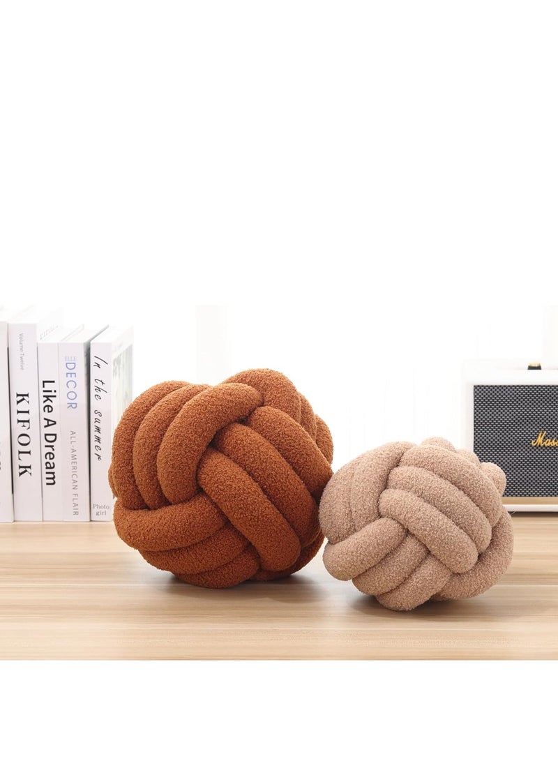 Vparty Knot Pillow Ball, Soft Home Decorative Round Throw Pillow, Handmade Knotted Plush Pillow, Round Boucle Pillow Cushion, 8.7 inches Knot Plush Throw Pillows Home Decor - Image 2