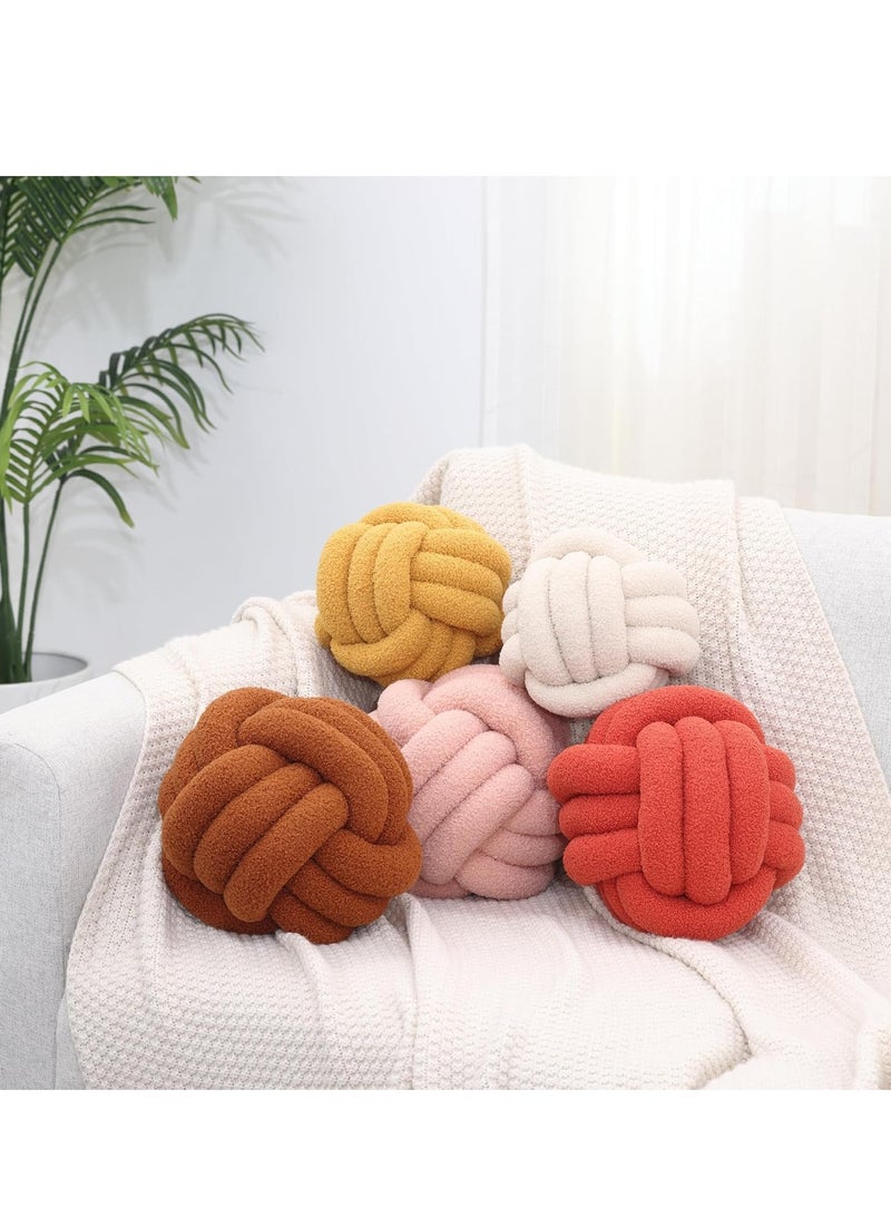 Vparty Knot Pillow Ball, Soft Home Decorative Round Throw Pillow, Handmade Knotted Plush Pillow, Round Boucle Pillow Cushion, 8.7 inches Knot Plush Throw Pillows Home Decor - Image 5