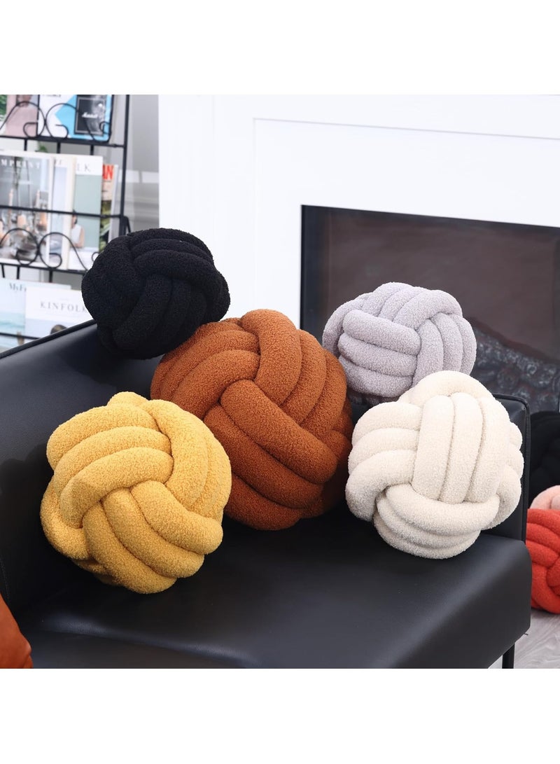 Vparty Knot Pillow Ball, Soft Home Decorative Round Throw Pillow, Handmade Knotted Plush Pillow, Round Boucle Pillow Cushion, 8.7 inches Knot Plush Throw Pillows Home Decor - Image 4