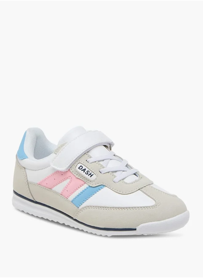 Dash Girls Panelled Sneakers with Hook and Loop Closure