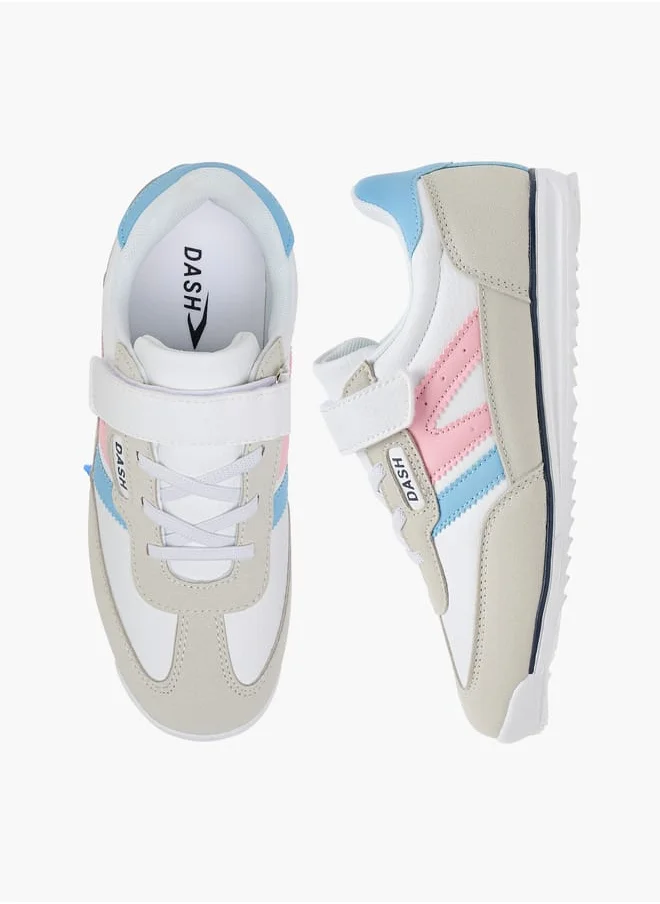 Dash Girls Panelled Sneakers with Hook and Loop Closure