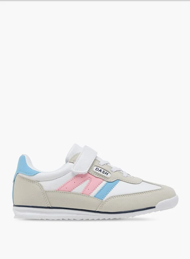 Dash Girls Panelled Sneakers with Hook and Loop Closure