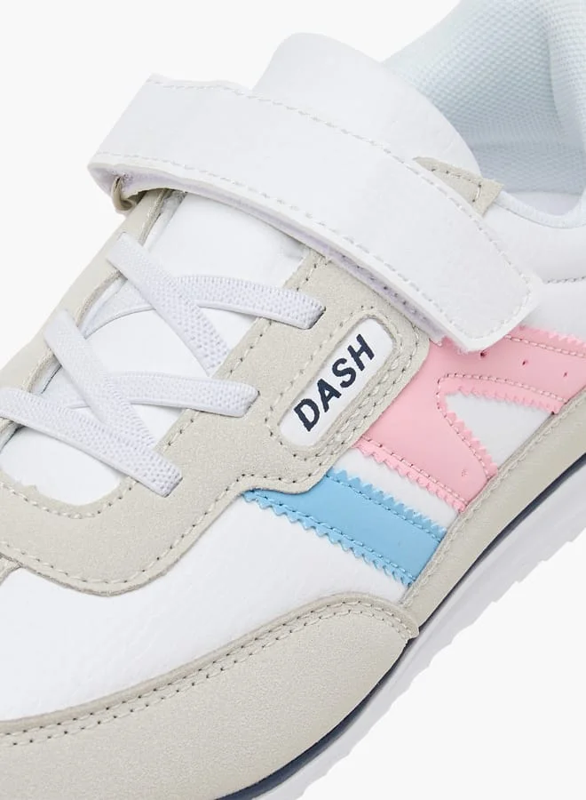 Dash Girls Panelled Sneakers with Hook and Loop Closure