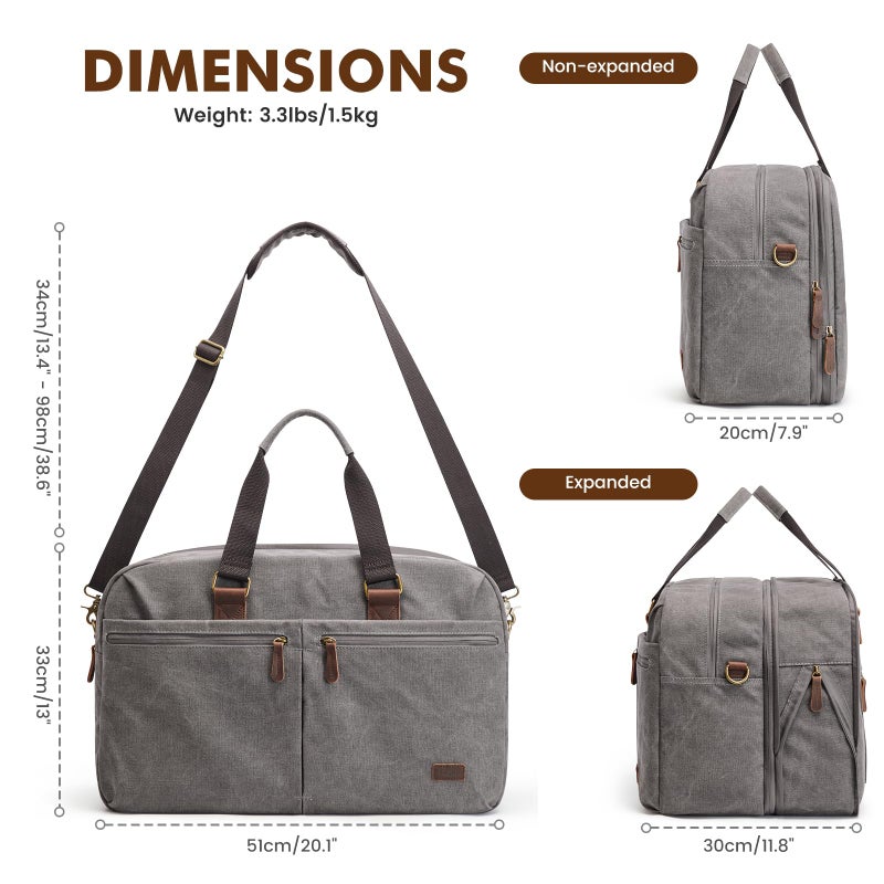 S-ZONE Expandable Duffle Bag for Travel 33L 50L Canvas Weekender Overnight Bags Men Women - Image 5