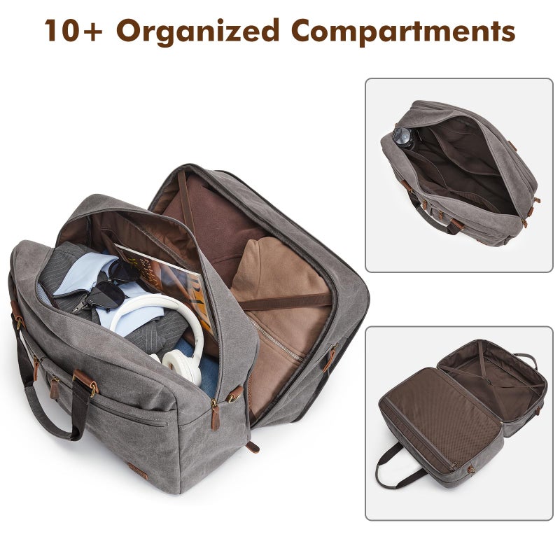 S-ZONE Expandable Duffle Bag for Travel 33L 50L Canvas Weekender Overnight Bags Men Women - Image 4