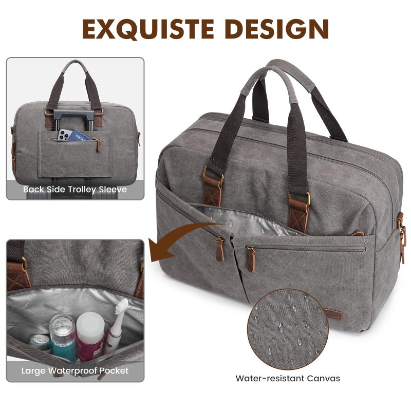S-ZONE Expandable Duffle Bag for Travel 33L 50L Canvas Weekender Overnight Bags Men Women - Image 3