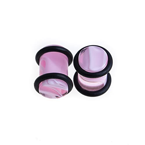 Memsion Ear Stretching Kit 50 Pieces Earrings 14Gauges-00Gauges Earrings Acrylic Tapers Plugs Silicone Tunnels Ear Gauges Expander Set Body Piercing kit Piercing Jewelry Marble Pink Color - Image 5