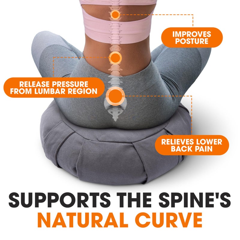 Cheer Collection Meditation Cushion - Ergonomic Floor Pillow, Yoga Pillow with Buckwheat Filling, Zafu Meditation Cushion, Comfort & Meditation Posture Support - Image 4