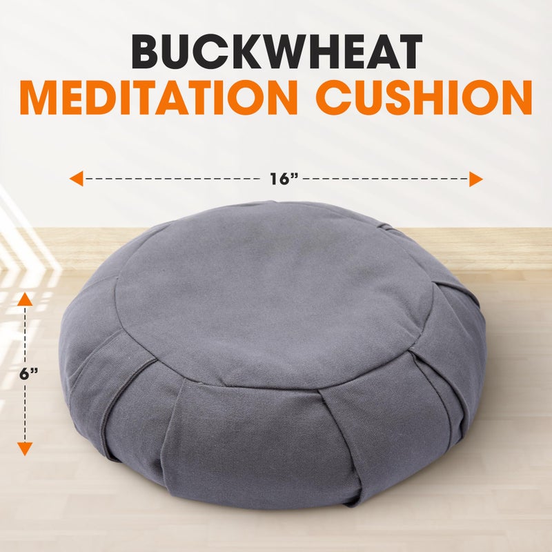 Cheer Collection Meditation Cushion - Ergonomic Floor Pillow, Yoga Pillow with Buckwheat Filling, Zafu Meditation Cushion, Comfort & Meditation Posture Support - Image 3