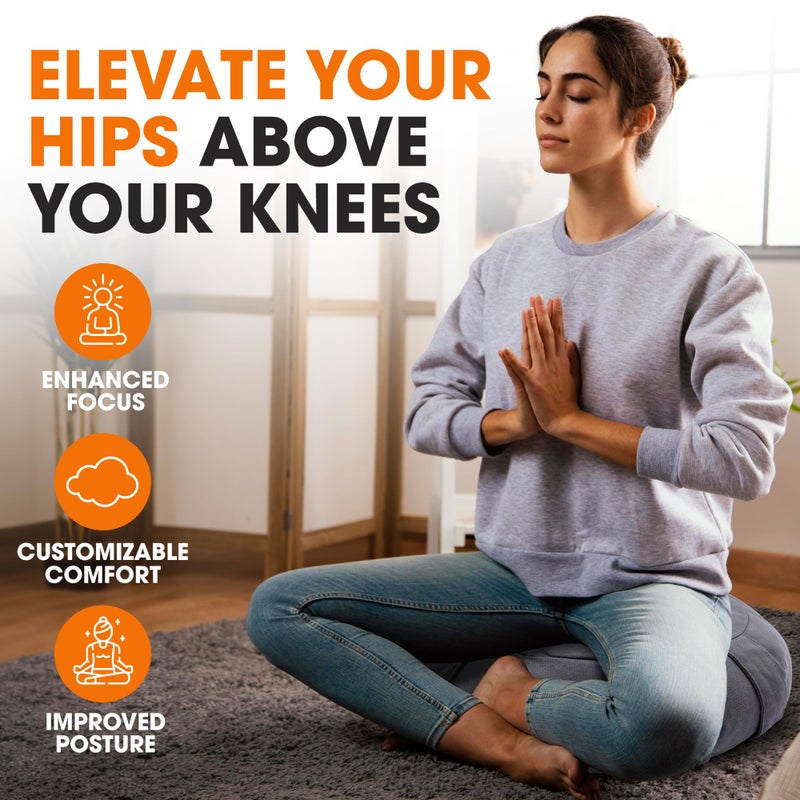 Cheer Collection Meditation Cushion - Ergonomic Floor Pillow, Yoga Pillow with Buckwheat Filling, Zafu Meditation Cushion, Comfort & Meditation Posture Support - Image 2