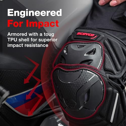 Scoyco Motocycle Knee Shin Pads for Adults - CE Level 1 Adjustable Motocross Knee Guards with TPU Protective & Dynamic Flex Racing Gear - Image 3