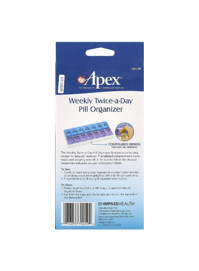 Apex, Weekly Twice-A-Day Pill Organizer, 1 Pill Organizer - Image 2