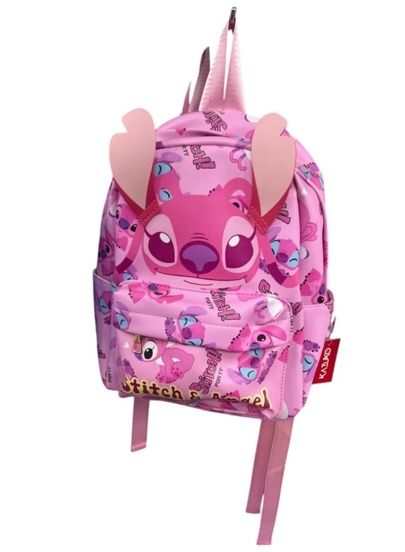 Kids' Pink Stitch Angel Cartoon Backpack