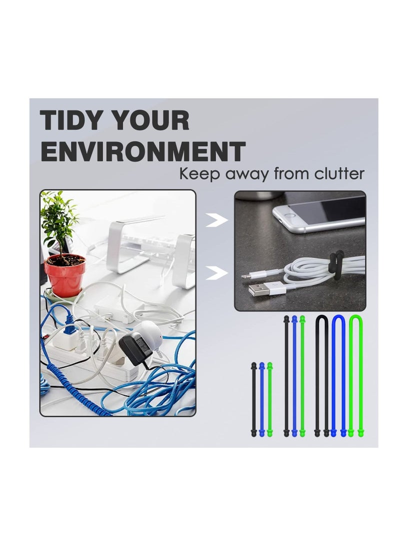 Excefore Silicone Twist Ties, Steel-Core Rubber Twist Tie Set for Cords, Cables, and Gear Organization, Reusable and Versatile Cable Ties for Wire Management(Set of 9)  - Image 2