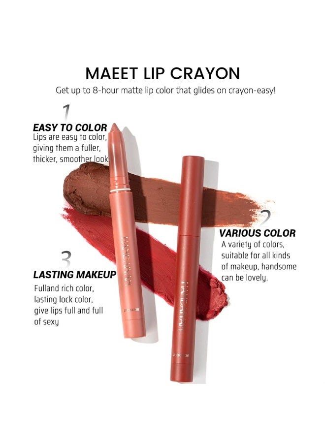 12 Colors Crayon Lipstick Set, Non-Fading Non-Stick Cup Matte Lipstick Pen Waterproof Long Lasting Velvet Lipstick Pencil Lip Liner (Set A + Set B)