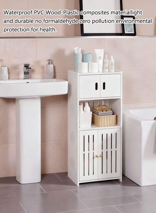 Waterproof Bathroom Storage Cabinet with Double Door,Storage Rack,Large Capacity,Suitable for Kitchen, Bathroom, Toilet,Bathroom Organizer White 36x22x75 cm - Image 4