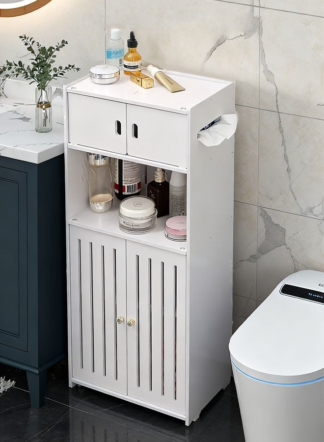 Waterproof Bathroom Storage Cabinet with Double Door,Storage Rack,Large Capacity,Suitable for Kitchen, Bathroom, Toilet,Bathroom Organizer White 36x22x75 cm - Image 3