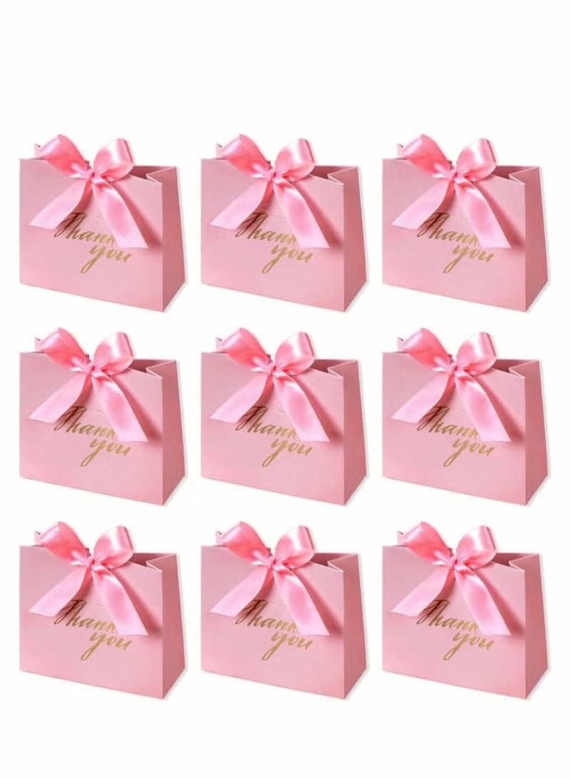 Thank You Gift Bags, 20 Pack Small Thank You Gift Bag Party Favor Bags Treat Boxes with Rose Red Bow Ribbon, Pink Pattern Paper Gift Bags Bulk for Wedding Baby Shower Business Party Supplies - Image 1