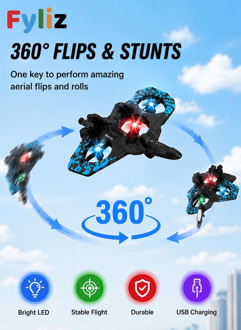 Fyliz RC Plane Remote Control Airplane Fighter Jet Quadcopter Helicopter Aircraft Toy with LED Lights Auto Hover 3D Flip 2.4GHz for Kids Beginners ﻿ - Image 2