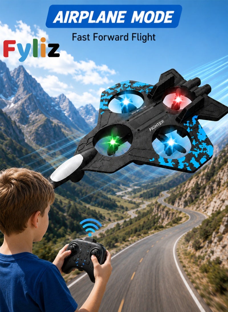 Fyliz RC Plane Remote Control Airplane Fighter Jet Quadcopter Helicopter Aircraft Toy with LED Lights Auto Hover 3D Flip 2.4GHz for Kids Beginners ﻿ - Image 4