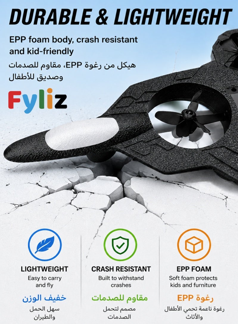 Fyliz RC Plane Remote Control Airplane Fighter Jet Quadcopter Helicopter Aircraft Toy with LED Lights Auto Hover 3D Flip 2.4GHz for Kids Beginners ﻿ - Image 3
