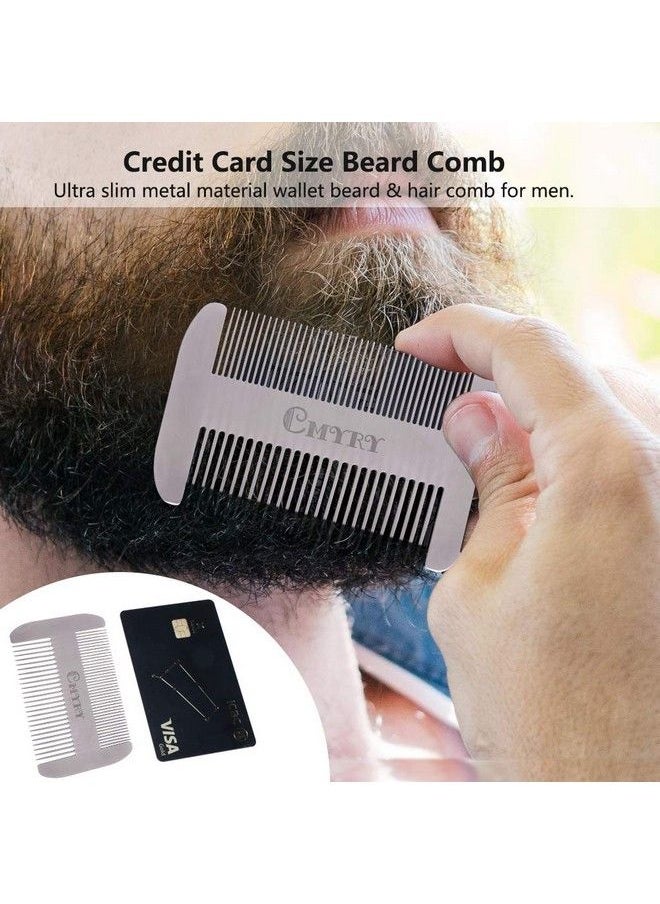 CMYRY - Beard Comb Edc Mustache Stainless Steel Wallet Comb Beard & Hair Pocket Mini Antistatic Comb For Man(Travel Metal Wallet) - Image 1