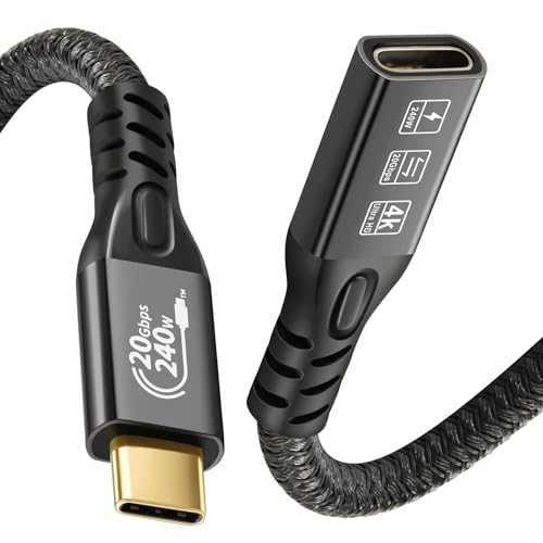 CHENLENIC 20Gbps USB C 3.2 Extension Cable, USBC 3.2 Gen2 Type-c Male to Female Extender Cable Ultra HD 4K@60Hz 240W Charging 20Gbps Data Transfer Compatible with External SSD eGPU (Extension 20G 240W-1M) - Image 1