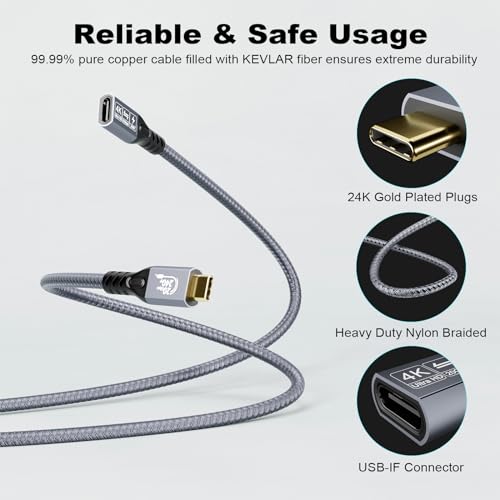 CHENLENIC 20Gbps USB C 3.2 Extension Cable, USBC 3.2 Gen2 Type-c Male to Female Extender Cable Ultra HD 4K@60Hz 240W Charging 20Gbps Data Transfer Compatible with External SSD eGPU (Extension 20G 240W-1M) - Image 5