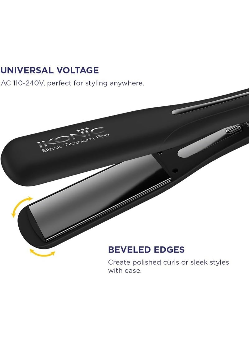 Ikonic Black Titanium Pro Hair Straightener, Professional Dual Titanium Floating Plates, Auto Shut Off function, Instant Heat Up (BTP) - Image 4