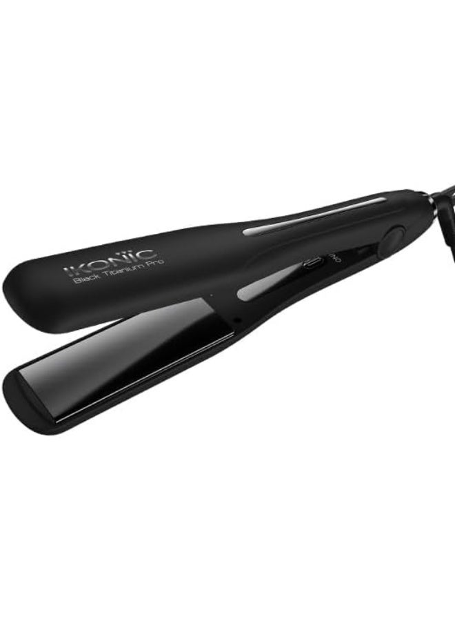 Ikonic Black Titanium Pro Hair Straightener, Professional Dual Titanium Floating Plates, Auto Shut Off function, Instant Heat Up (BTP) - Image 1