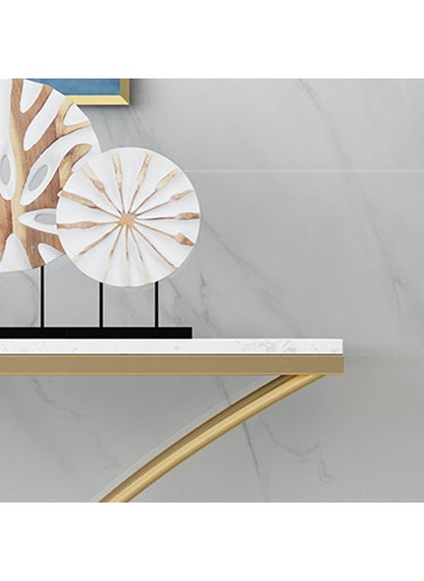 Online Decor Shoppee Online Decor Shoppee Elegant Console Table Wood and Metal with Marble Look top Console Tables for Living Room Bedroom and Entryway Hallway Side Tables for Room Decor etc White  - Image 3