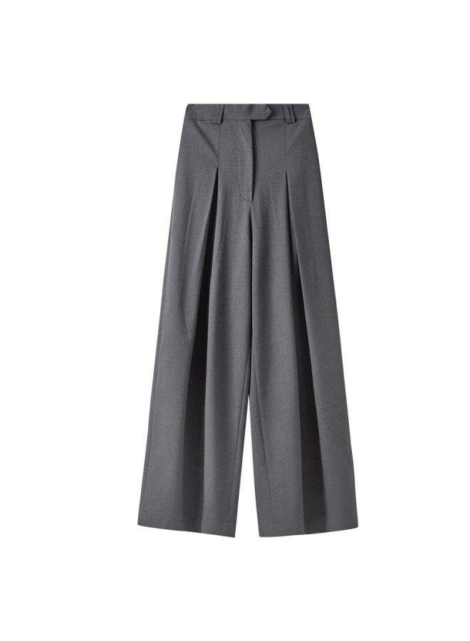 Fan Qin Pleated Wide-leg Pants Autumn Elegant Versatile Slimming Suit Trousers 353ka5048x Carbon Gray L - Image 5