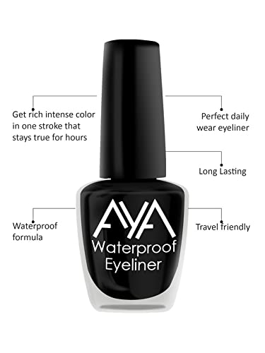 AYA 24 Hrs Long Lasting Waterproof Eyeliner Black 10 ml Pack of 2 Smudge Proof Transfer Proof Eye Liner for Eye Makeup - Image 4