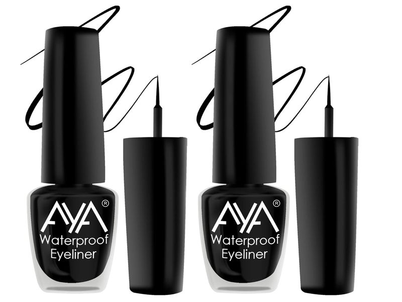 AYA 24 Hrs Long Lasting Waterproof Eyeliner Black 10 ml Pack of 2 Smudge Proof Transfer Proof Eye Liner for Eye Makeup - Image 1