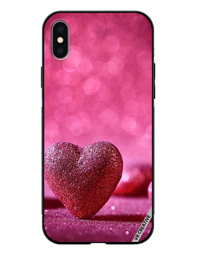 VR CREATIVE Protective Case Cover For Apple iPhone XS Max Glitter Heart on a Pink Background Design Multicolour - Image 1