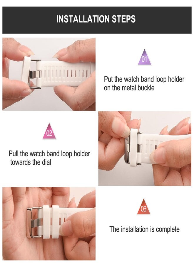 Meliya 6-Pack Band keepers Compatible with Garmin Forerunner 55 245 45 165 645 158 Watch Bands, 20mm Silicone Replacement Watch Band Loop/Holder/Retainer Fastener Rings (White*6) - Image 4