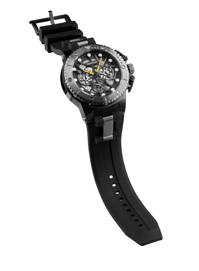 Quantum Quantum Men's VR33 Movement Watch, Chronograph Display and Silicone Strap - HNG535.651, Black