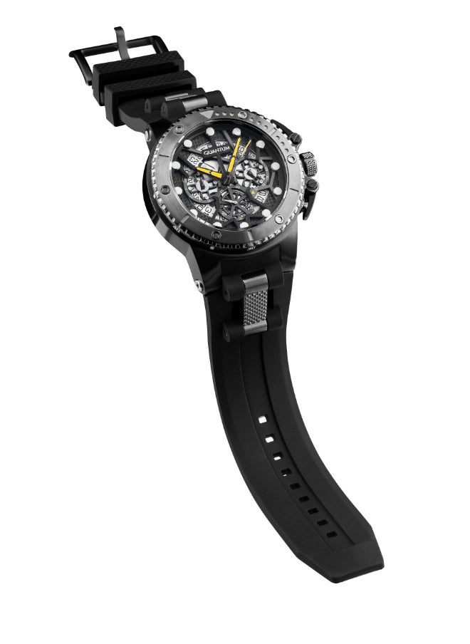 Quantum Men's Chronograph Display Watch With Black Silicone Strap - HNG535.651  - Image 5
