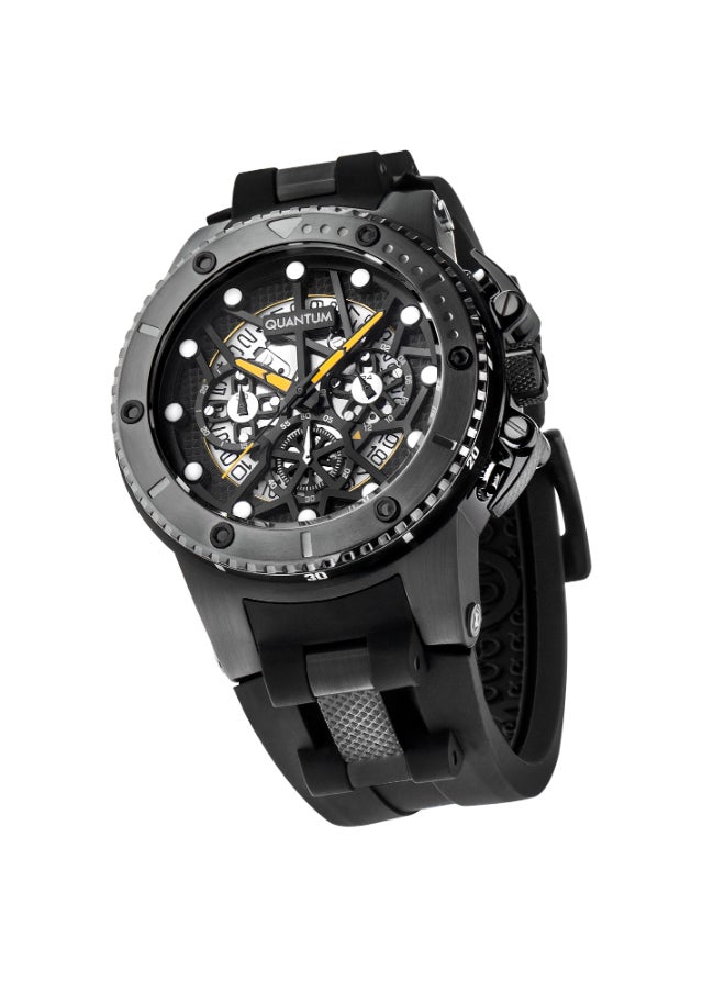 Quantum Men's Chronograph Display Watch With Black Silicone Strap - HNG535.651  - Image 2