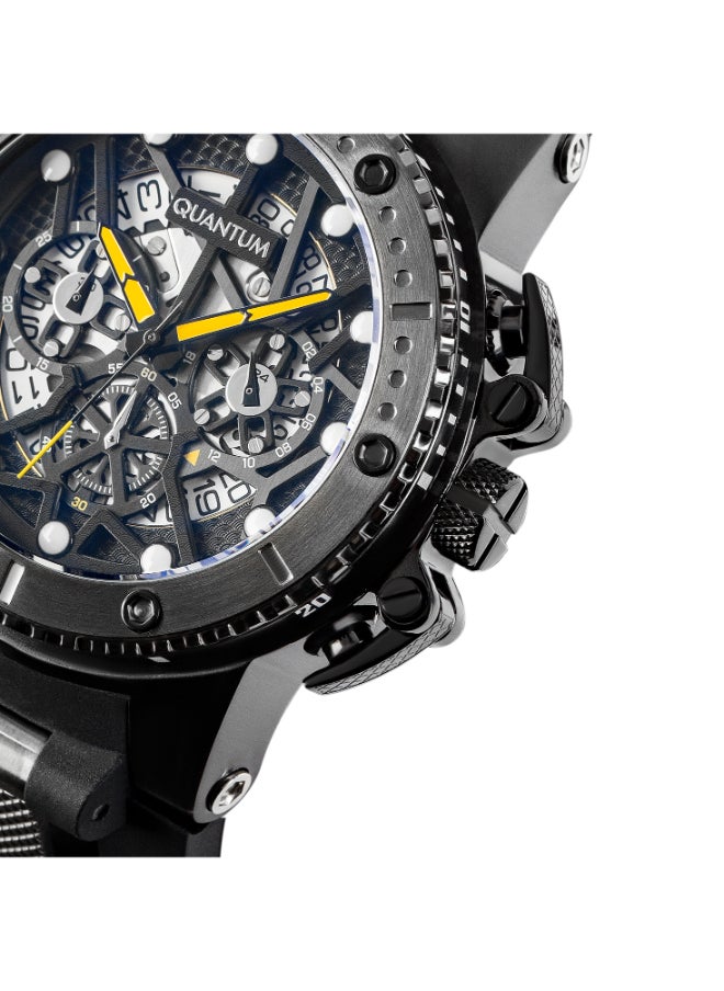 Quantum Men's Chronograph Display Watch With Black Silicone Strap - HNG535.651  - Image 3