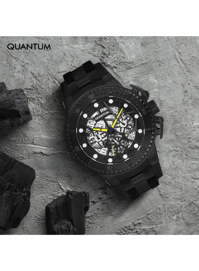 Quantum Quantum Men's VR33 Movement Watch, Chronograph Display and Silicone Strap - HNG535.651, Black