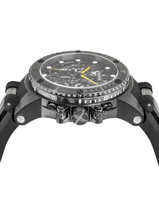Quantum Quantum Men's VR33 Movement Watch, Chronograph Display and Silicone Strap - HNG535.651, Black