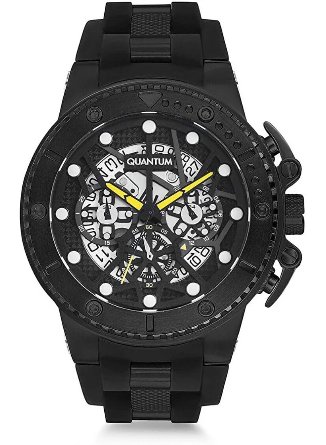 Quantum Quantum Men's VR33 Movement Watch, Chronograph Display and Silicone Strap - HNG535.651, Black