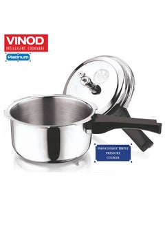 VINOD 2Liters Vinod Platinum Triply Stainless Steel Outer Lid Pressure Cooker - 2 Liter, Induction Friendly, ISI Certified, Small Pressure Cooker for Quick Meals, Silver Silver  - Image 3