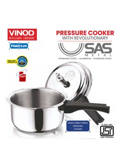 VINOD 2Liters Vinod Platinum Triply Stainless Steel Outer Lid Pressure Cooker - 2 Liter, Induction Friendly, ISI Certified, Small Pressure Cooker for Quick Meals, Silver Silver  - Image 5