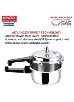 VINOD 2Liters Vinod Platinum Triply Stainless Steel Outer Lid Pressure Cooker - 2 Liter, Induction Friendly, ISI Certified, Small Pressure Cooker for Quick Meals, Silver Silver  - Image 4