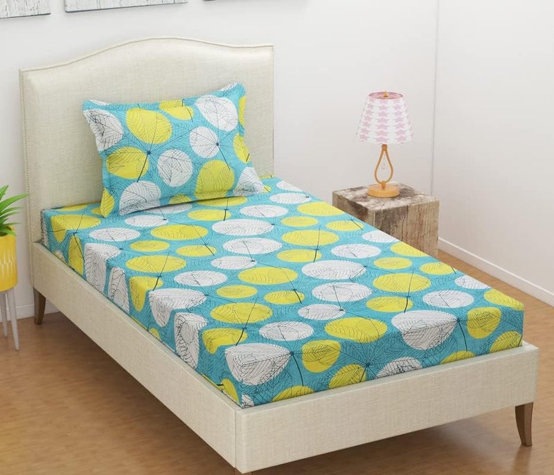 BSB شيت سرير مفرد من BSB HOME بملمس قطن فاخر مع غطاء وسادة واحد لسرير 4x6 180 Tc (152 x 228 سم، أخضر وأبيض) - Image 4