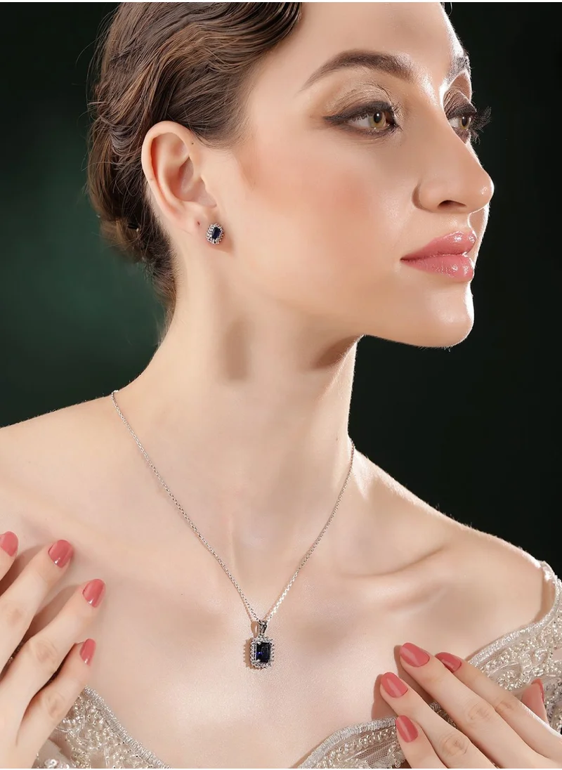 برياسي AD-Studded Geometry Pattern Necklace and Earrings